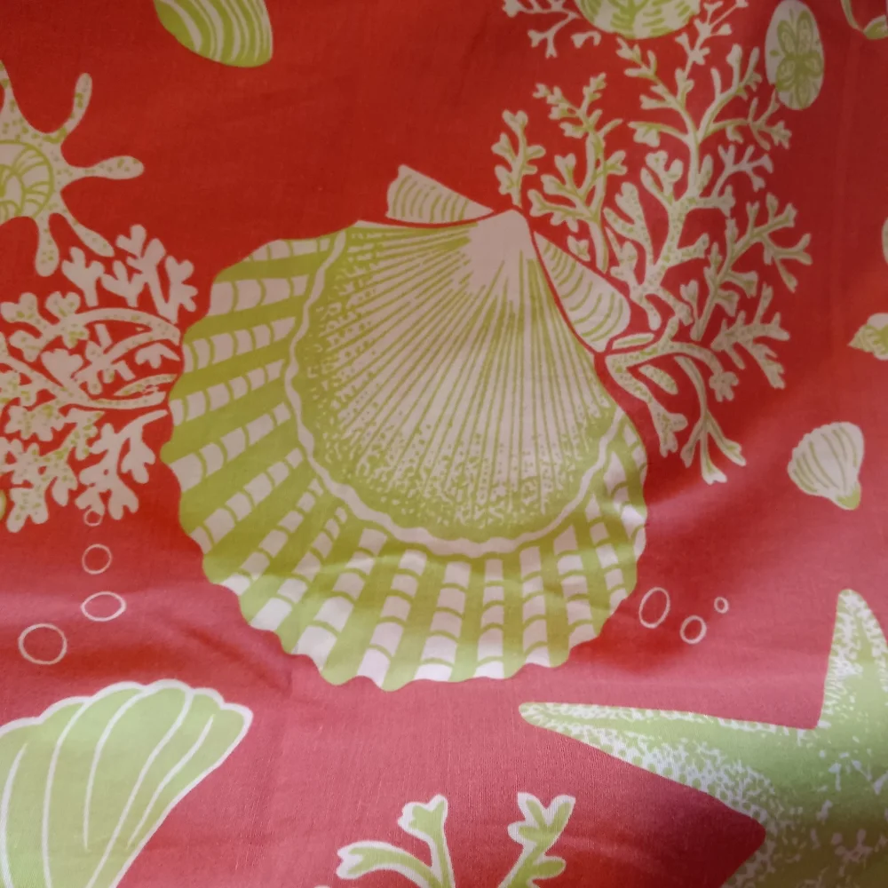 Coral Pink & Green Shell Print Twin Duvet Cover